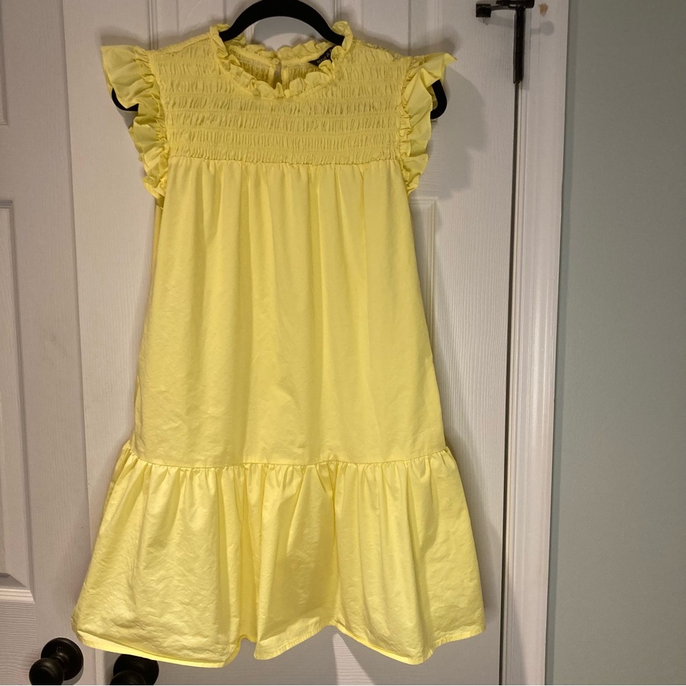 Strut & Bolt Women’s Yellow Ruffled A-Line Dress with Pockets Scoliosis Size S
